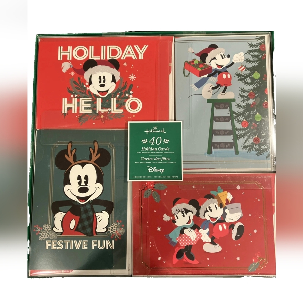 DISNEY HALLMARK MICKEY MOUSE HOLIDAY 40 CARDS W/MATCHING SELF SEALING ENVELOPES - Picture 8 of 8